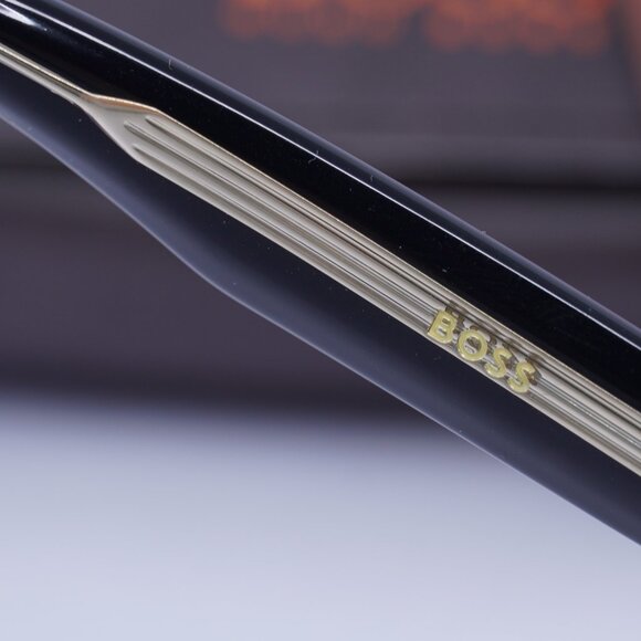 Hugo BOSS 1501/S 0807 7Y Square Sunglasses - Black/Grey with Gold Logo - Picture 10 of 11